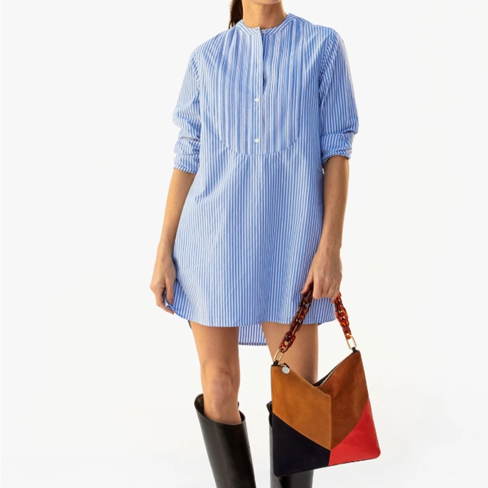 Clare V Blue Striped Mini Dress